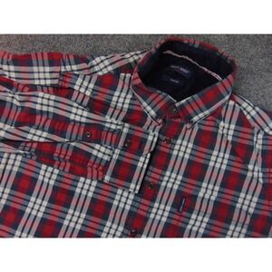Saint James Shirt Mens‎ Large Red Blue Plaid Button Down Long Sleeve Casual